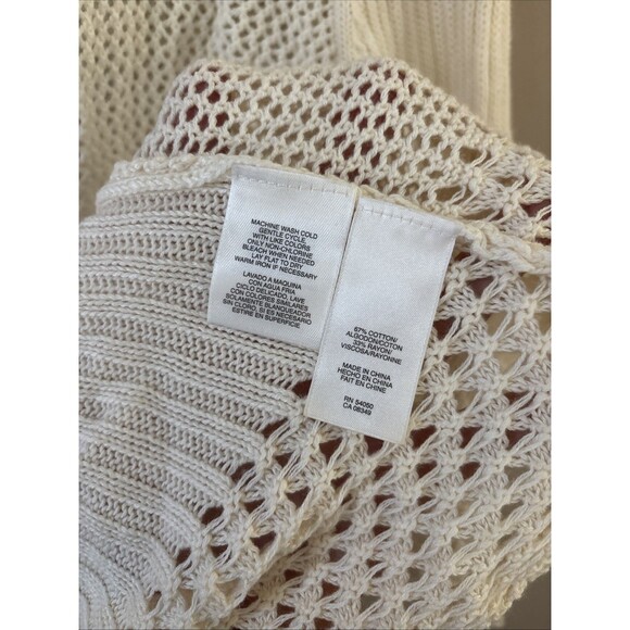 Jones Wear Women’s Medium Ivory Crochet Open Knit Cardigan Lightweight Boho - Picture 5 of 6